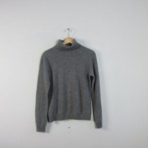 Lilibleu 100% Cashmere Pullover Turtleneck Sweater Women's S Gray Luxury 188